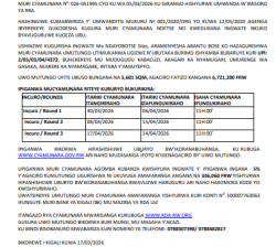Itangazo rya cyamunara y’ubutaka burimo ishyamba buri mu kibanza gifite UPI 2/05/03/04/4373 giherereye Nyamagabe/Gasaka/Nyamugari/Kabacuzi Izaba: 30/03/2026-06/04/2026